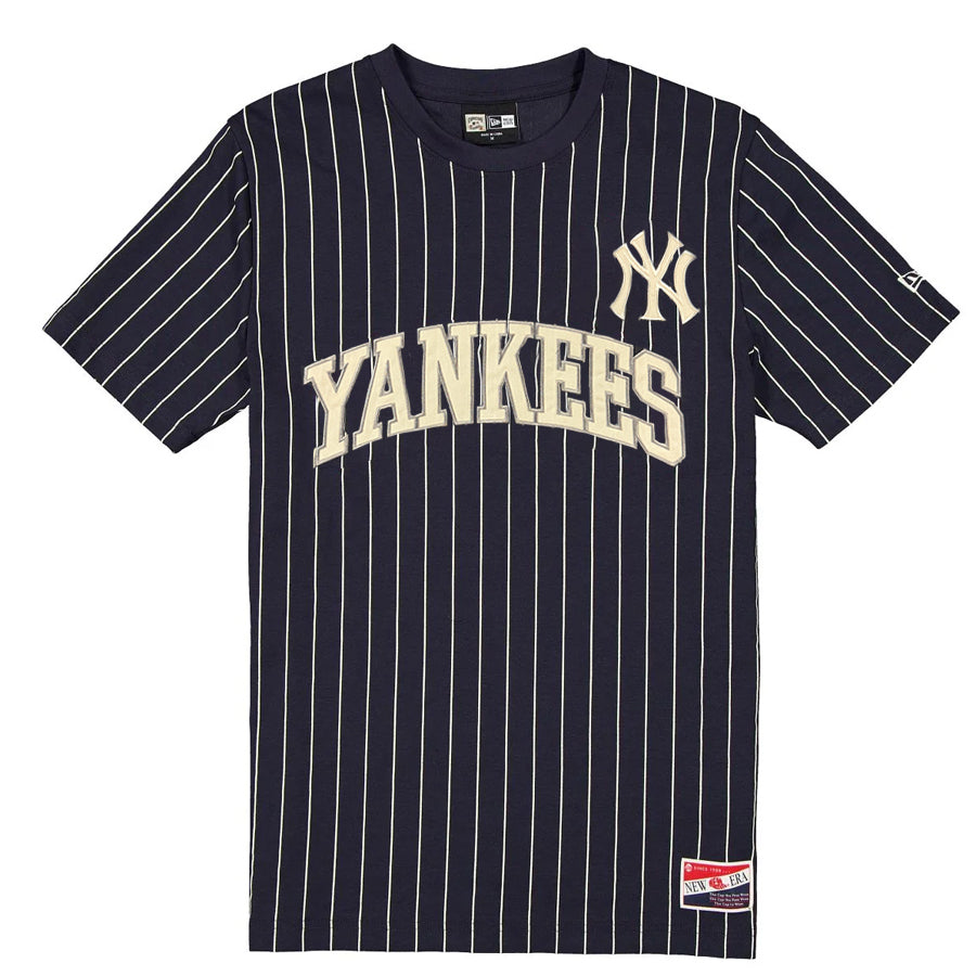 yankees gear Men's New Era Navy York Yankees Throwback Pinstripe T-Shirt