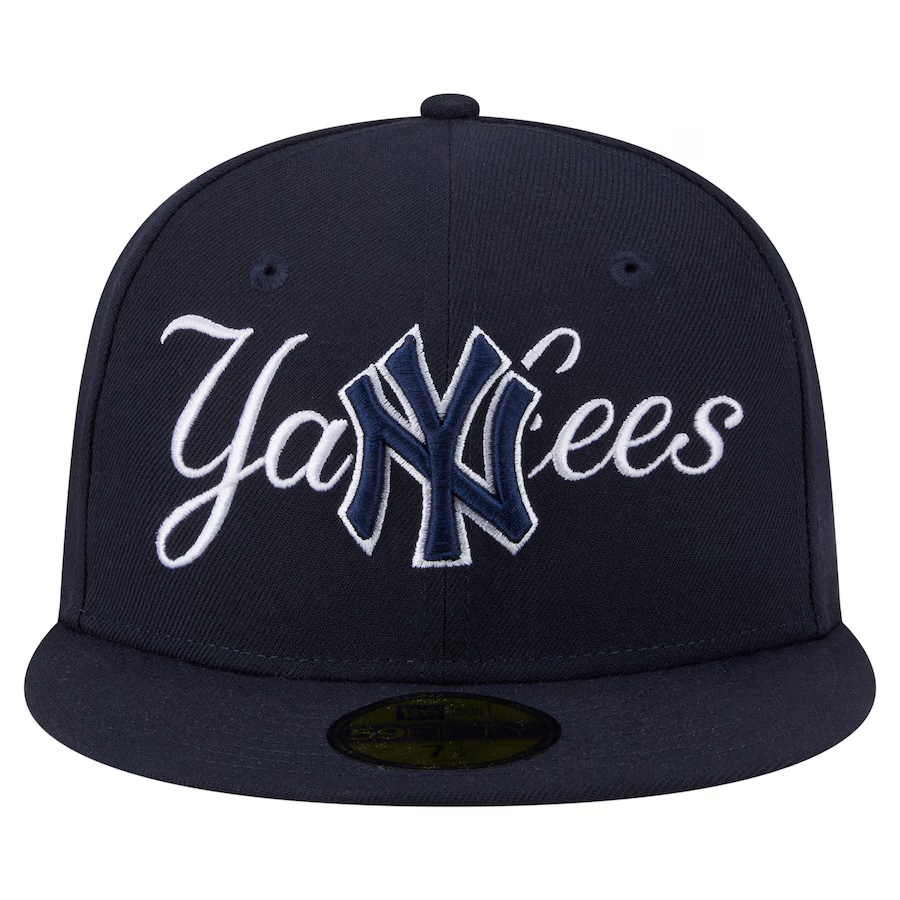 NEW YORK YANKEES OVERLAP 59FIFTY FITTED HAT - NAVY