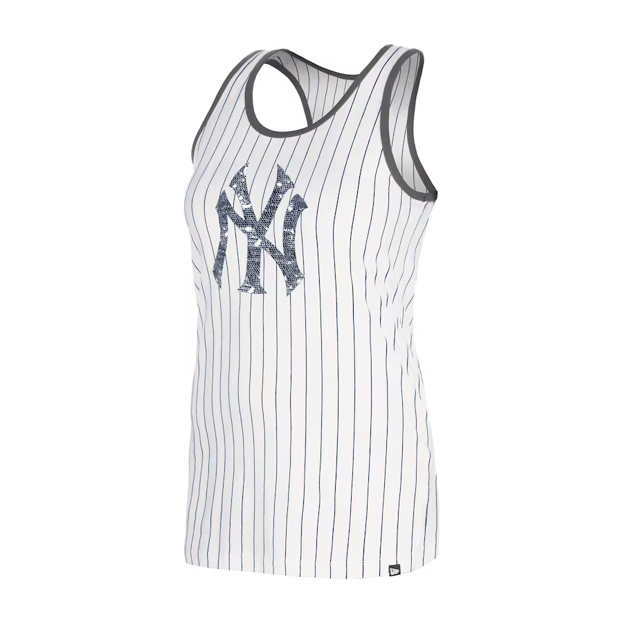 NEW YORK YANKEES WOMEN'S GAMEDAY SEQUIN PINSTRIPE TANK TOP - WHITE