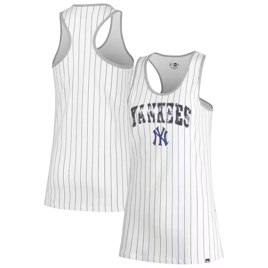 NEW YORK YANKEES WOMEN'S SEQUINS PINSTRIPE RACERBACK TANK TOP