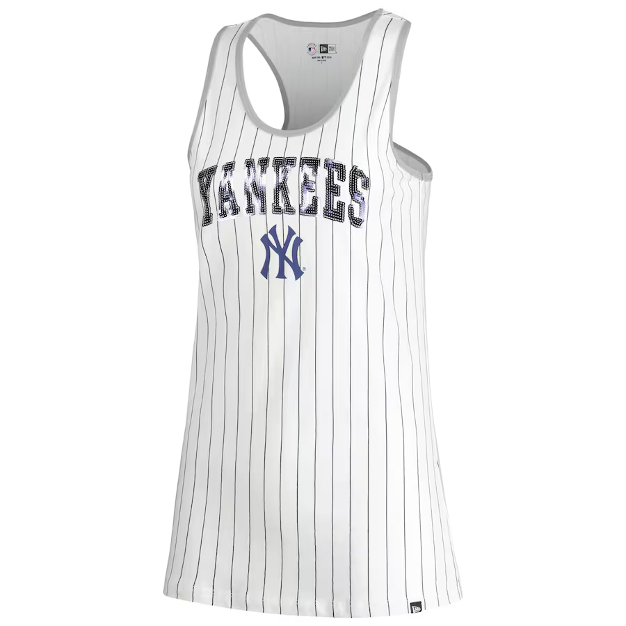 NEW YORK YANKEES WOMEN'S SEQUINS PINSTRIPE RACERBACK TANK TOP