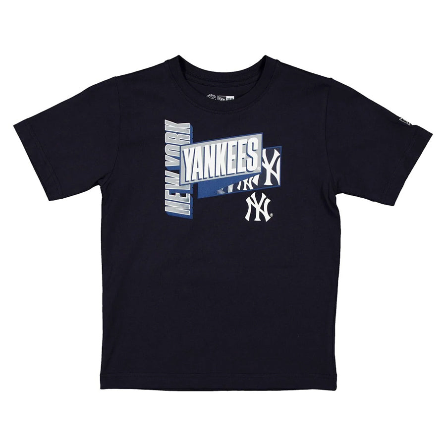 NEW YORK YANKEES YOUTH TRIPLE LOGO T-SHIRT - NAVY