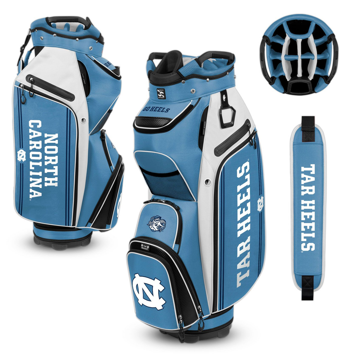 NORTH CAROLINA TAR HEELS TEAM EFFORT BUCKET III COOLER CART GOLF BAG