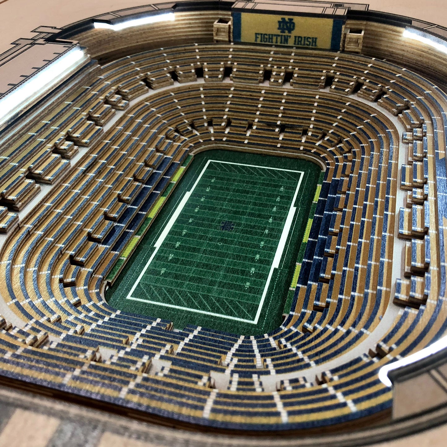 NOTRE DAME FIGHTING IRISH 25 LAYER 3D STADIUM LIGHTED END TABLE