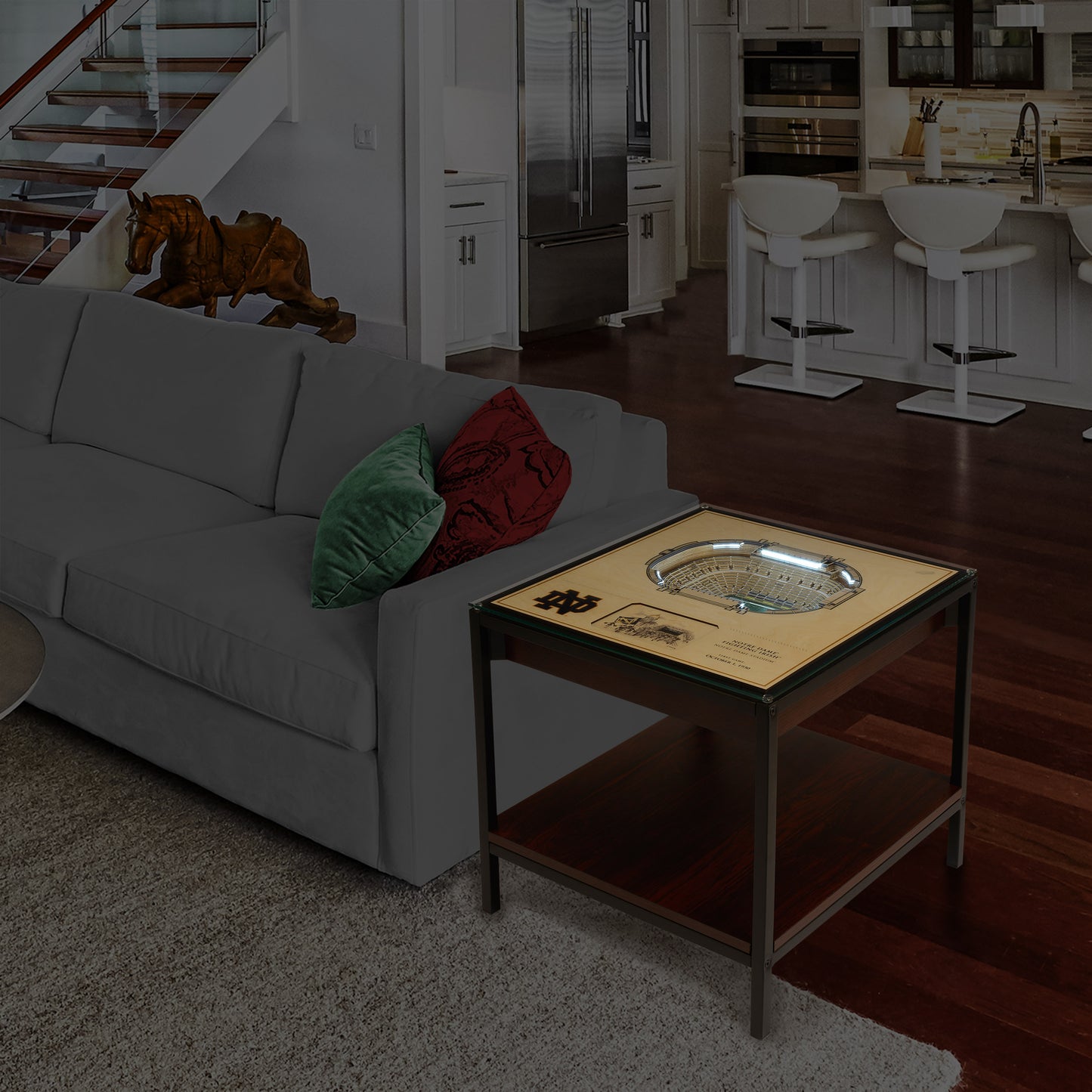 NOTRE DAME FIGHTING IRISH 25 LAYER 3D STADIUM LIGHTED END TABLE