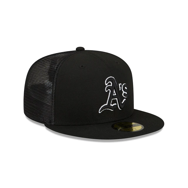 SOMBRERO DE PRÁCTICAS DE BATEO 2022 DE OAKLAND ATHLETICS PARA HOMBRE 59FIFTY AJUSTADO-NEGRO/BLANCO