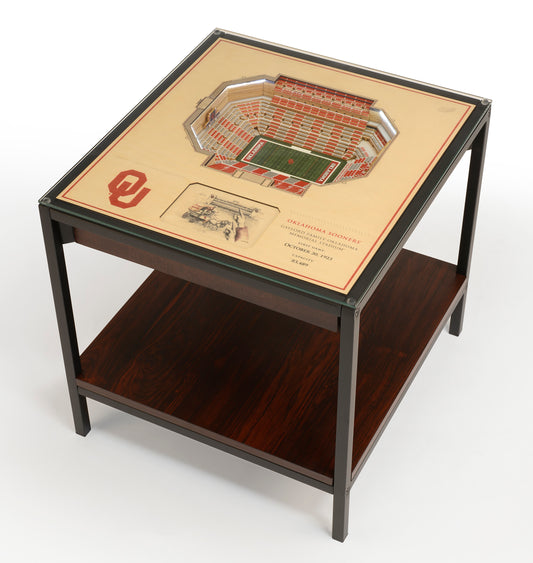 OKLAHOMA SOONERS 25 LAYER 3D STADIUM LIGHTED END TABLE