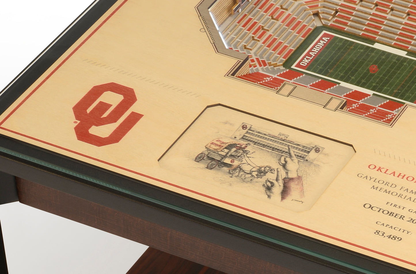 OKLAHOMA SOONERS 25 LAYER 3D STADIUM LIGHTED END TABLE