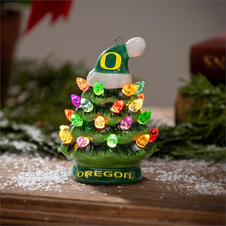 OREGON DUCKS 4" MINI LED TABLETOP CHRISTMAS TREE