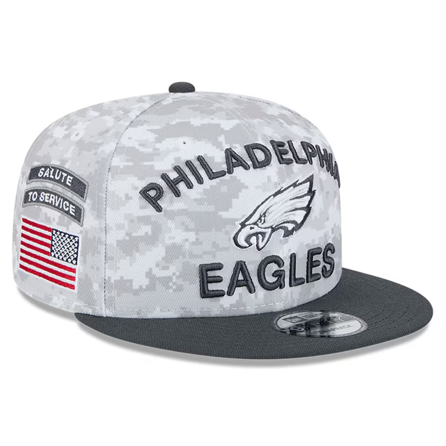 PHILADELPHIA EAGLES 2024 NFL SALUTE TO SERVICE 9FIFTY SNAPBACK HAT JR S SPORTS