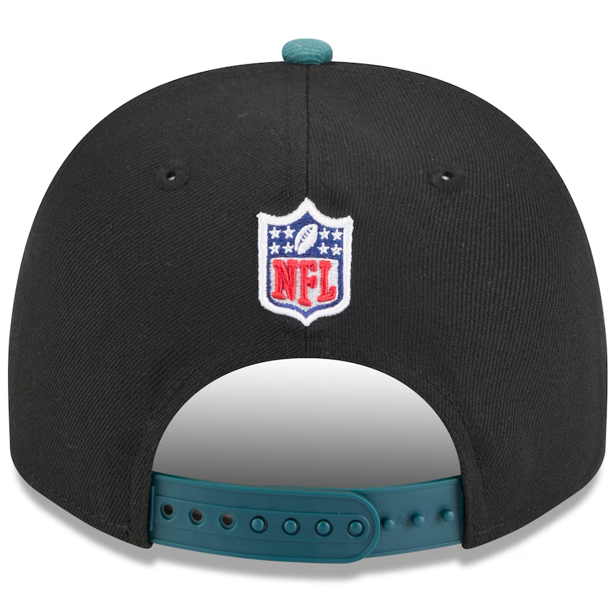 PHILADELPHIA EAGLES 2025 NFL DRAFT 9FIFTY A-FRAME SNAPBACK HAT - BLACK/GREEN