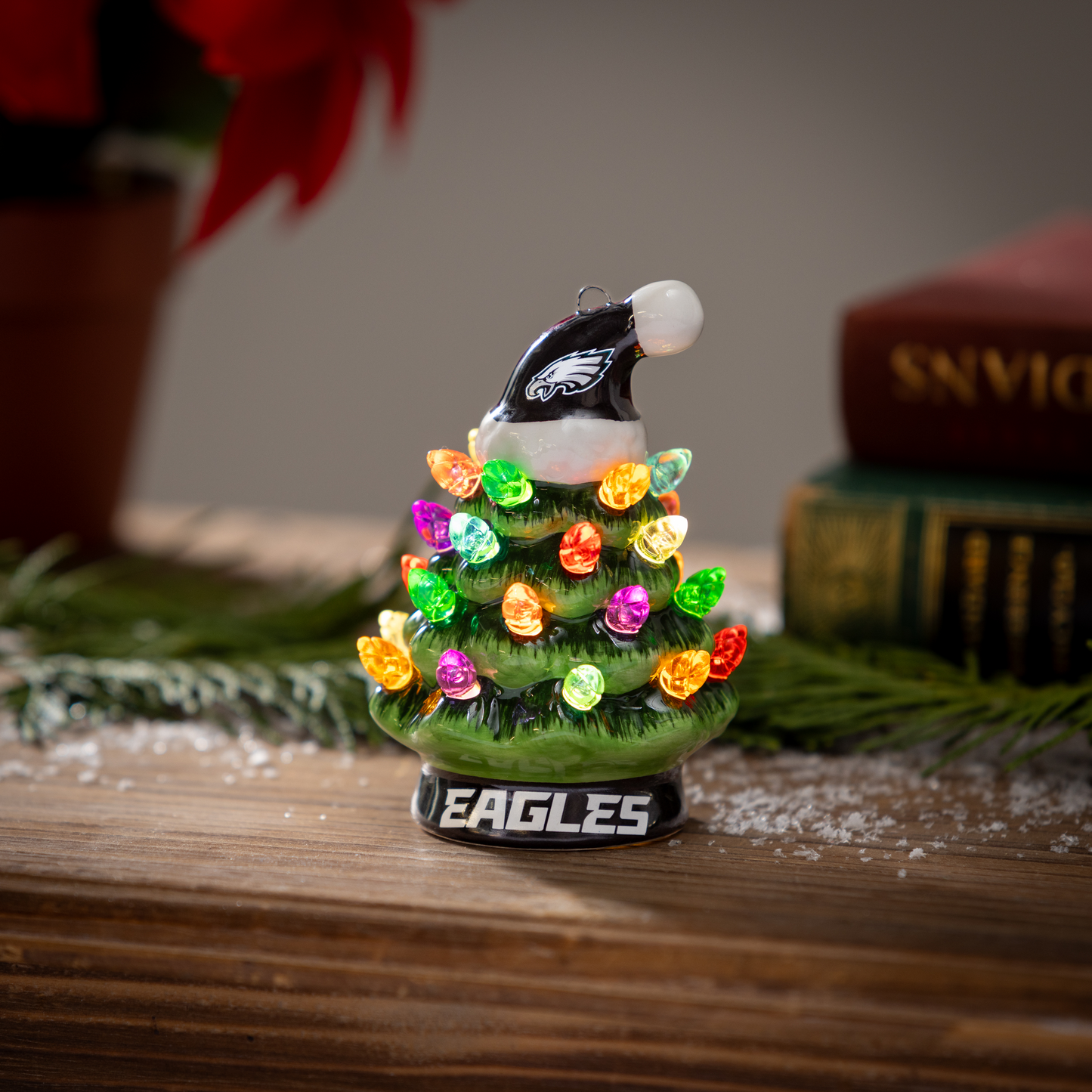 PHILADELPHIA EAGLES 4" MINI LED TABLETOP CHRISTMAS TREE