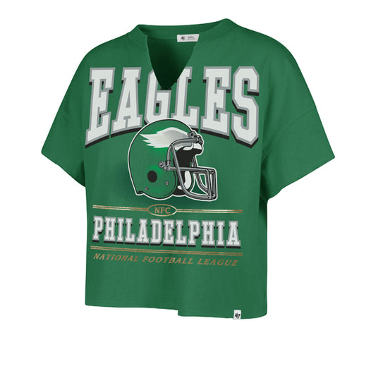 PHILADELPHIA EAGLES WOMEN'S '47 BRAND ELATION OVERSIZED NOTCH T-SHIRT - KELLY GREEN