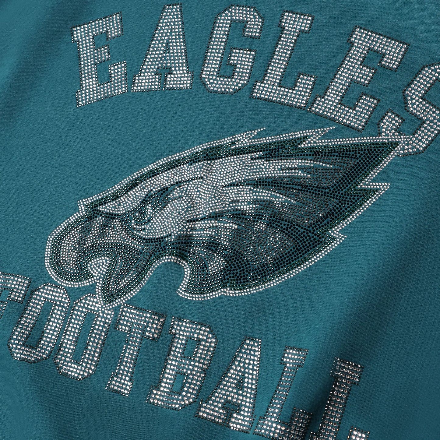PHILADELPHIA EAGLES WOMEN'S FOCO RHINESTONE LOGO OVERSIZED CREW NECK SWEATSHIRT - GREEN