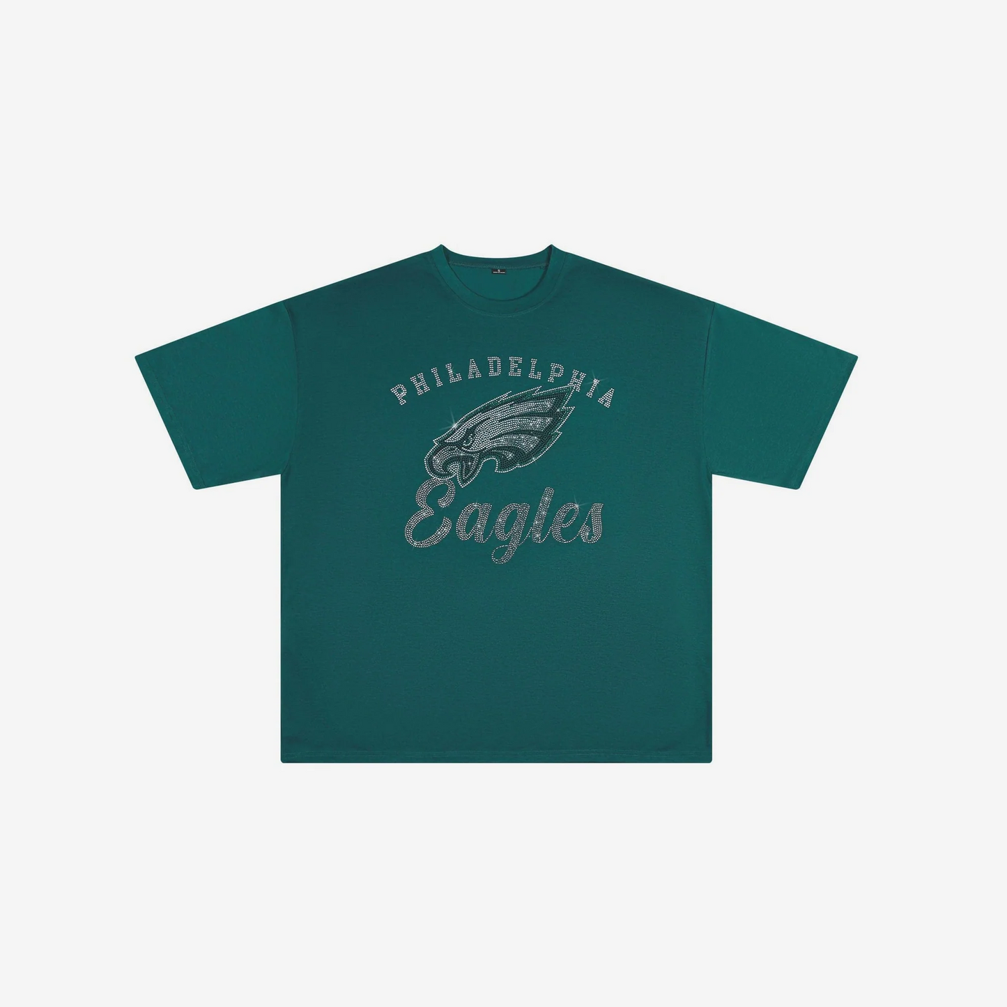 PHILADELPHIA EAGLES WOMEN'S FOCO RHINESTONE LOGO OVERSIZED T-SHIRT - GREEN