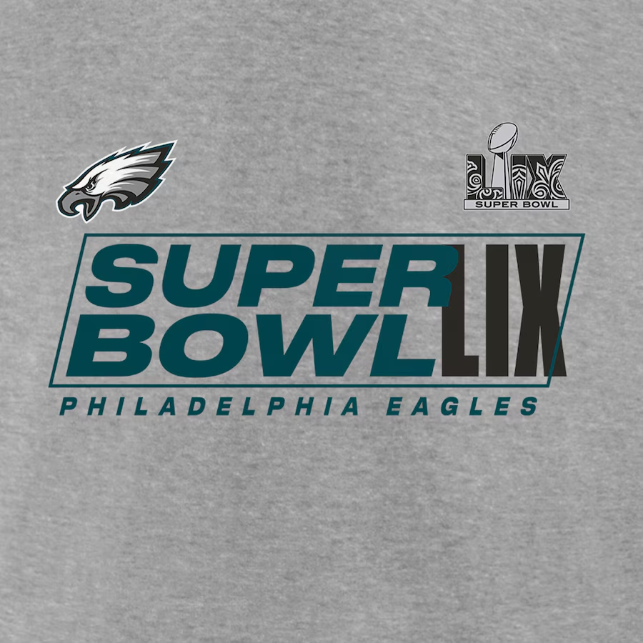 PHILADELPHIA EAGLES WOMEN'S SUPER BOWL LIX ROSTER V-NECK T-SHIRT - HEATHER GRAY