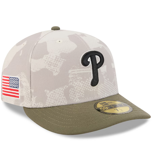PHILADELPHIA PHILLIES 2025 MLB ARMED FORCES 59FIFTY FITTED HAT - STONE/OLIVE
