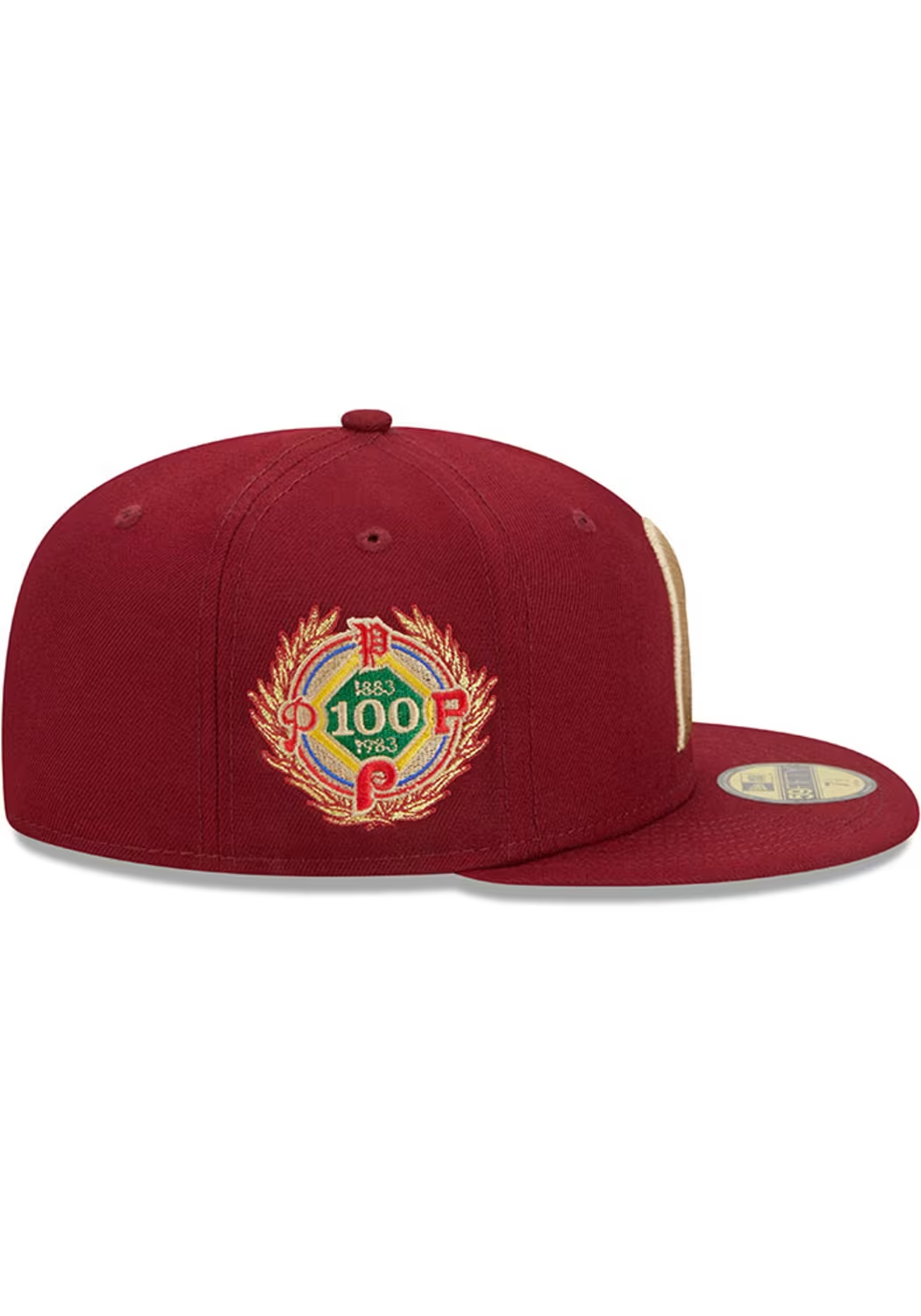 PHILADELPHIA PHILLIES LAUREL SIDEPATCH 59FIFTY FITTED HAT - MAROON