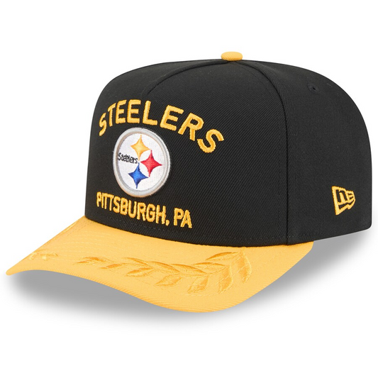 PITTSBURGH STEELERS 2025 NFL DRAFT 9FIFTY A-FRAME SNAPBACK HAT - BLACK/GOLD