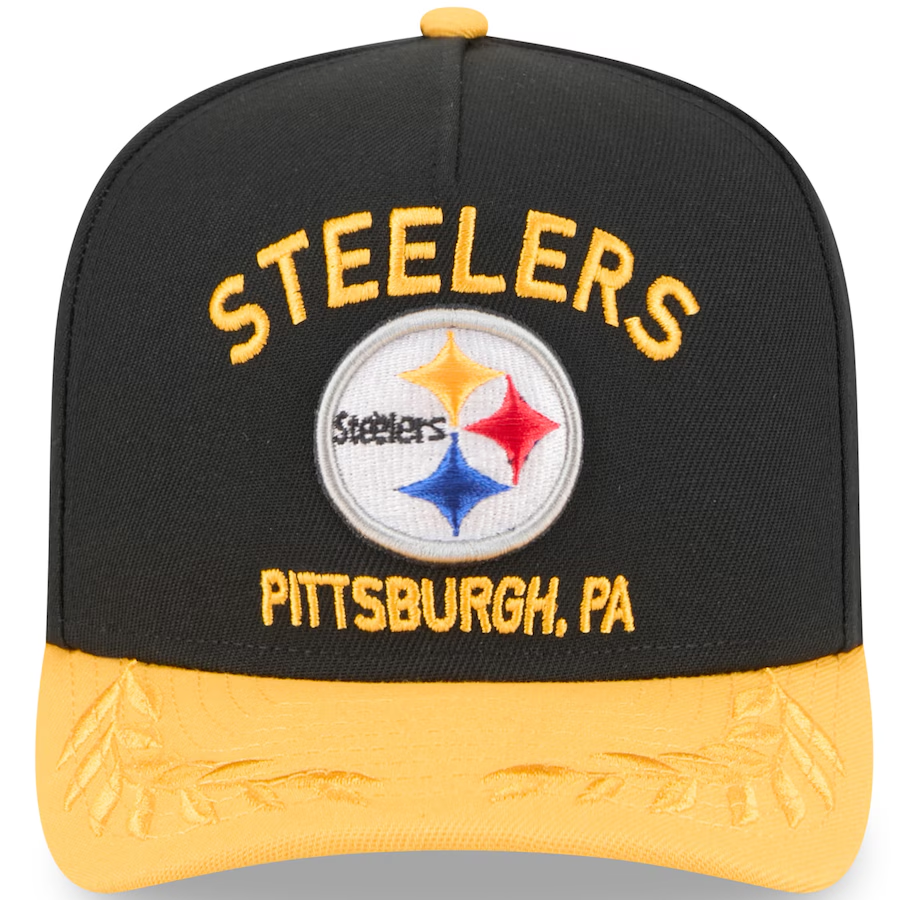 PITTSBURGH STEELERS 2025 NFL DRAFT 9FIFTY A-FRAME SNAPBACK HAT - BLACK/GOLD