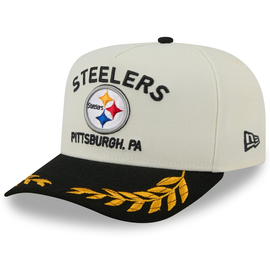 PITTSBURGH STEELERS 2025 NFL DRAFT 9FIFTY A-FRAME SNAPBACK HAT - CHROME WHITE/BLACK