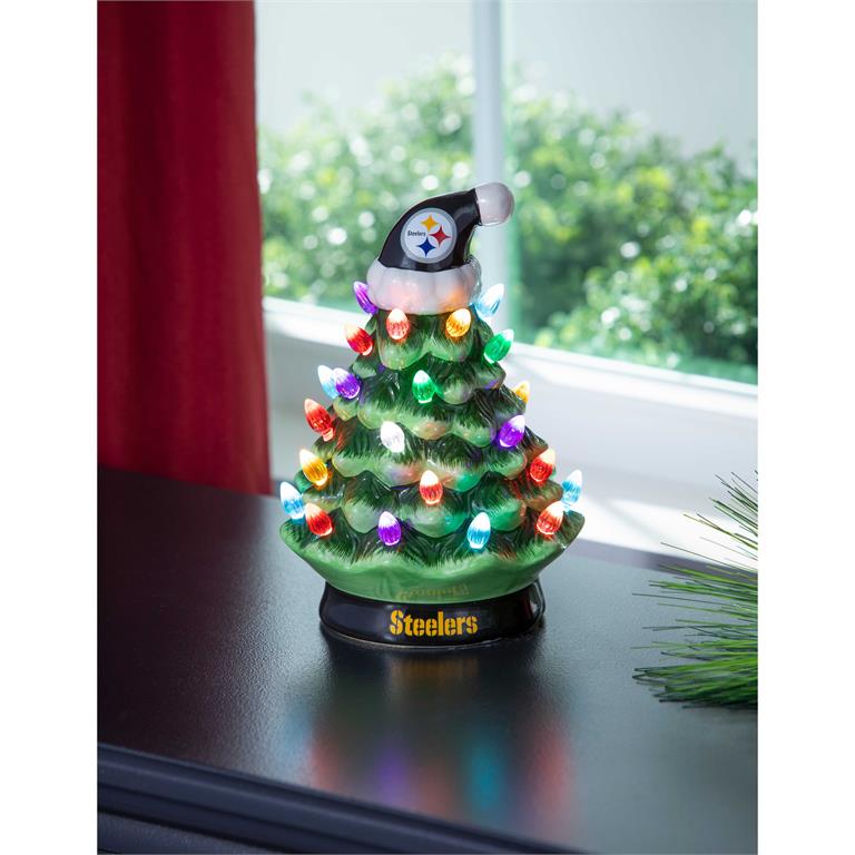 PITTSBURGH STEELERS 8" LED CERAMIC CHRISTMAS TREE