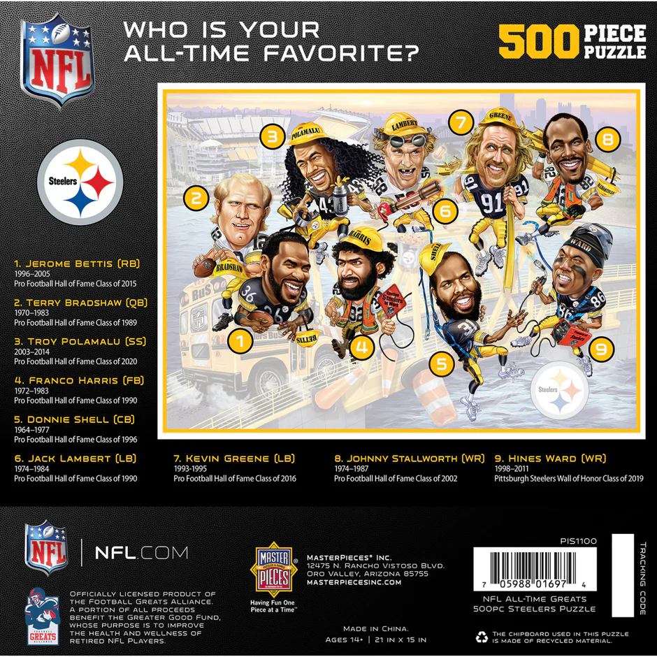 PITTSBURGH STEELERS ALL TIME GREATS 500 PIECE JIGSAW PUZZLE