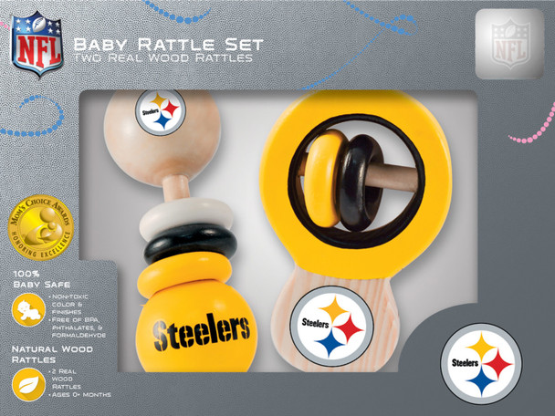 PITTSBURGH STEELERS BABY WOOD RATTLES