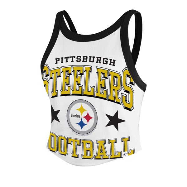 PITTSBURGH STEELERS WOMEN'S '47 ENERGIZE SPORTY CROPPED RACERBACK TANK TOP