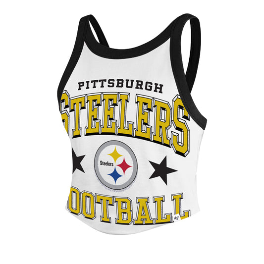 PITTSBURGH STEELERS WOMEN'S '47 BRAND ENERGIZE SPORTY CROPPED RACERBACK TANK TOP