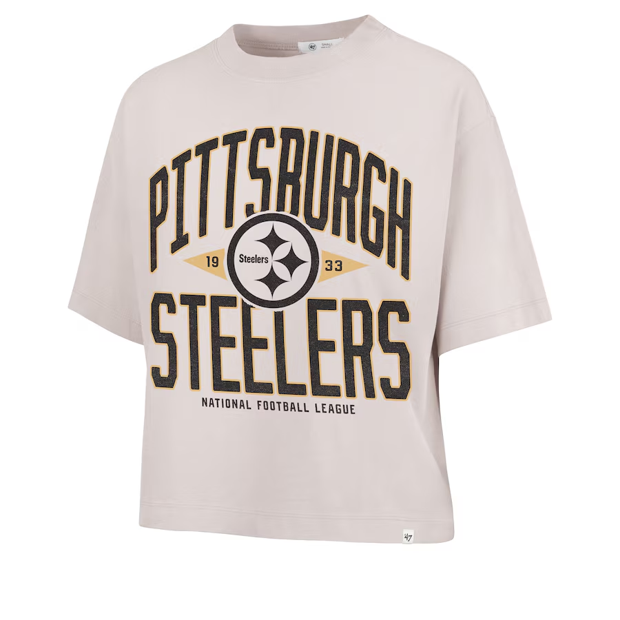 PITTSBURGH STEELERS WOMEN'S '47 WINDTHROW RAVINE CROPPED T-SHIRT - MOJAVE