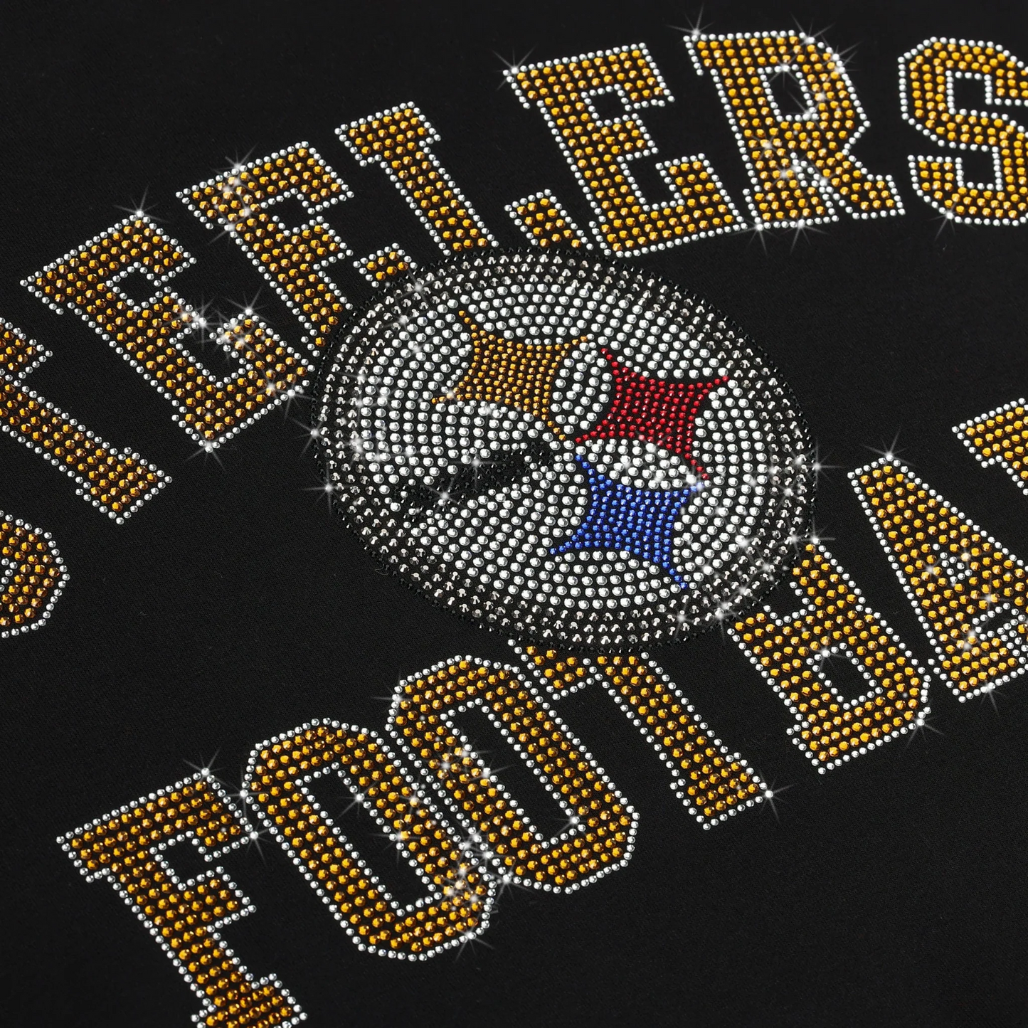 PITTSBURGH STEELERS WOMEN'S FOCO RHINESTONE LOGO OVERSIZED CREW NECK SWEATSHIRT - BLACK