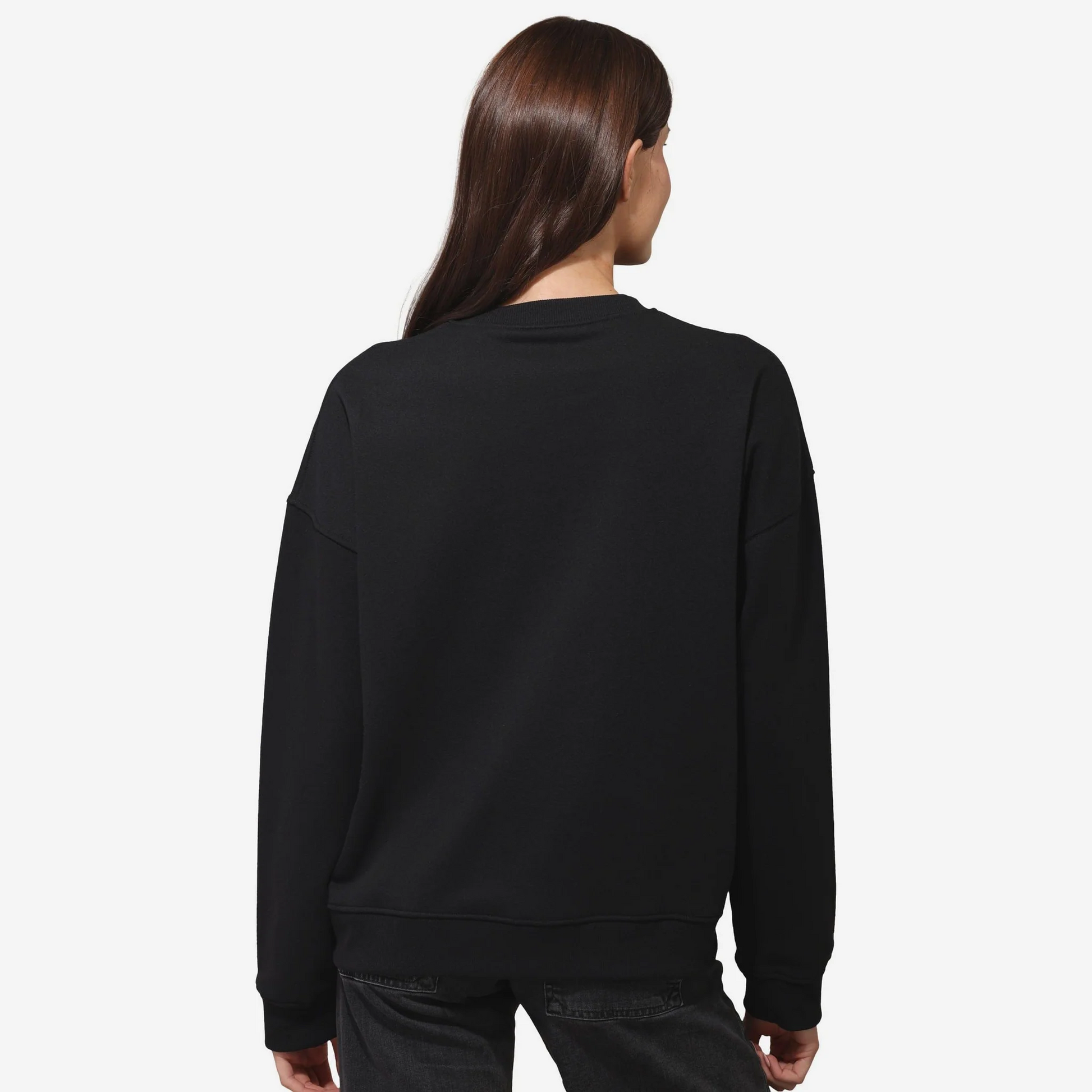 PITTSBURGH STEELERS WOMEN'S FOCO RHINESTONE LOGO OVERSIZED CREW NECK SWEATSHIRT - BLACK