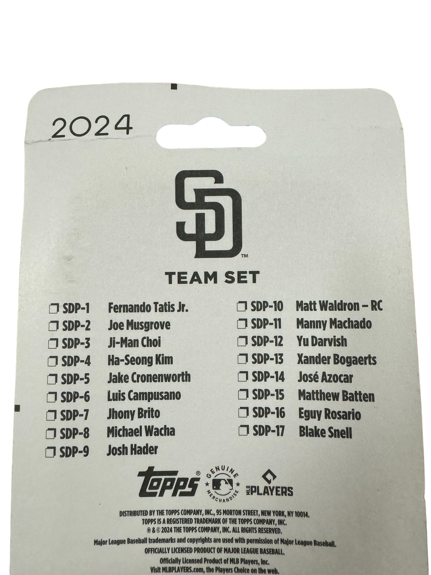 SAN DIEGO PADRES 2024 TOPPS TEAM SET