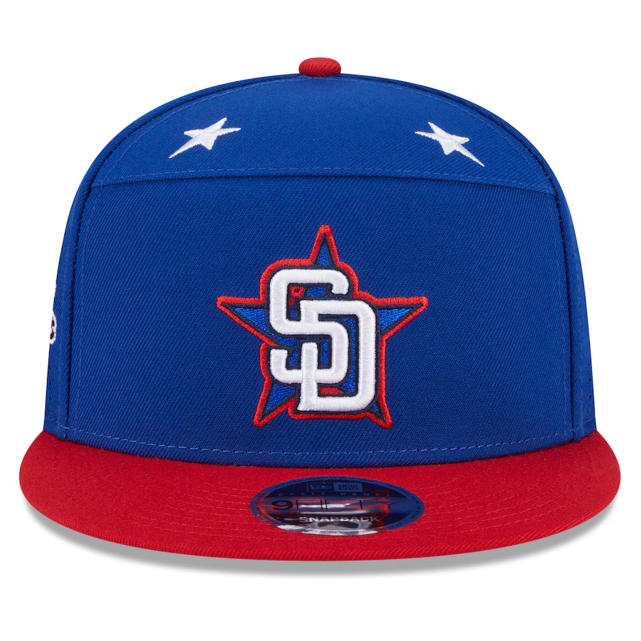 SAN DIEGO PADRES 2025 MLB ALL-STAR GAME WORKOUT SPLIT PANEL 9FIFTY SNAPBACK HAT - BLUE/RED