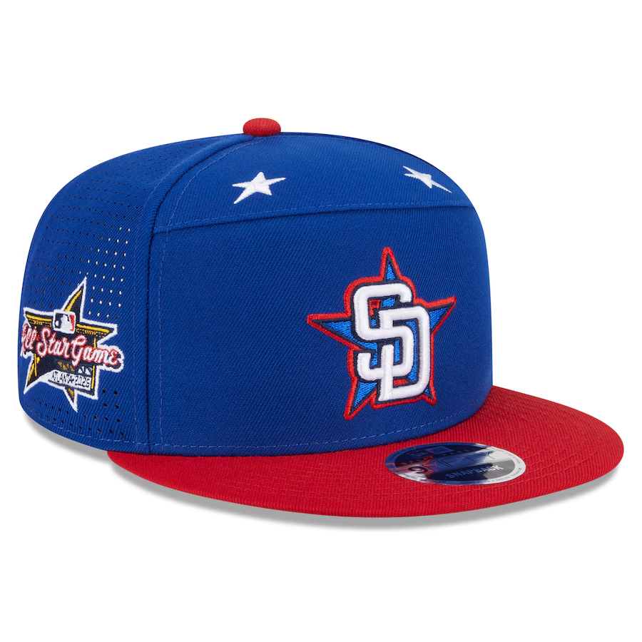 SAN DIEGO PADRES 2025 MLB ALL-STAR GAME WORKOUT SPLIT PANEL 9FIFTY SNAPBACK HAT - BLUE/RED