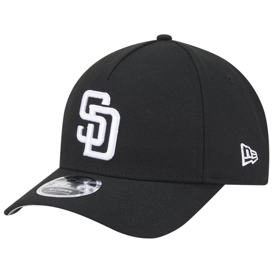SAN DIEGO PADRES M-CROWN 9FORTY A-FRAME SNAPBACK HAT - BLACK/WHITE