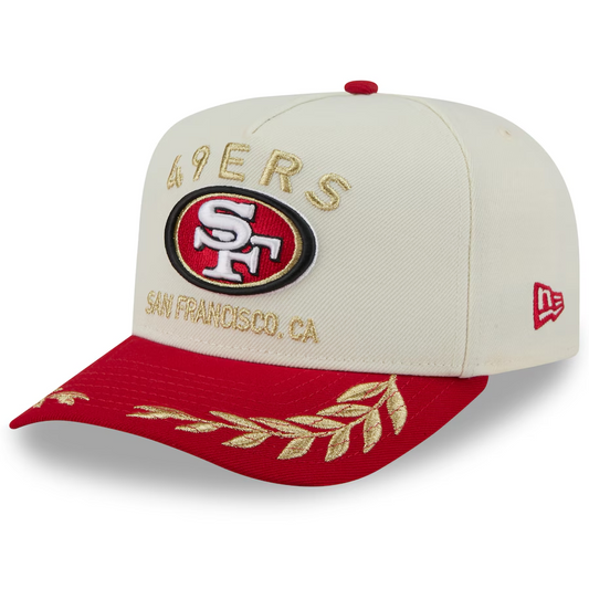 SAN FRANCISCO 49ERS 2025 NFL DRAFT 9FIFTY A-FRAME SNAPBACK HAT - CHROME WHITE/RED
