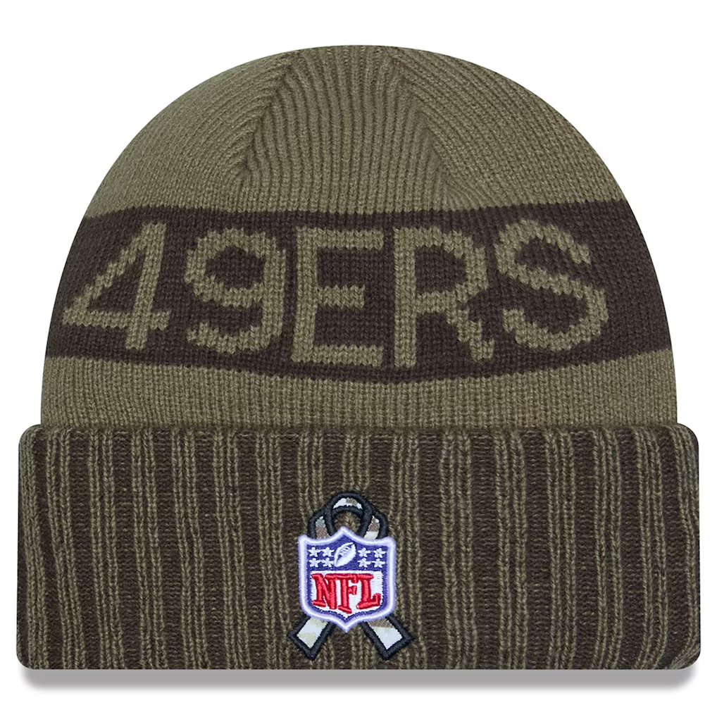 SAN FRANCISCO 49ERS 2025 NFL SALUTE TO SERVICE CUFFED KNIT BEANIE - DARK GREEN