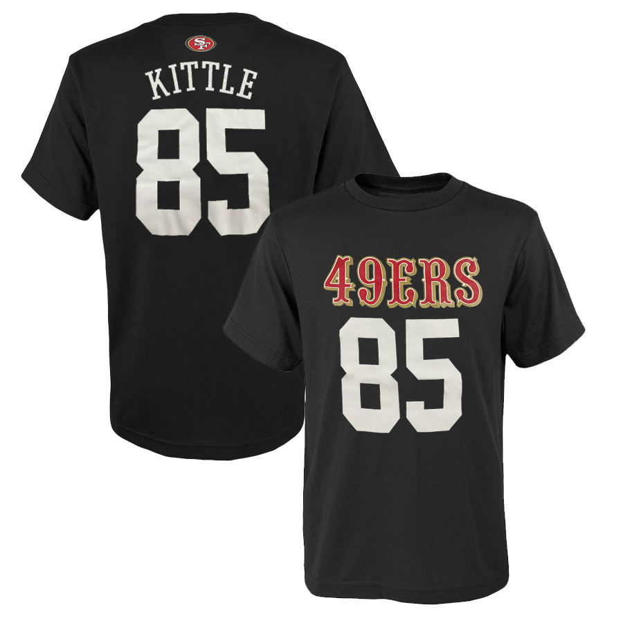 Outerstuff San Francisco 49ers George Kittle Youth Mainliner Player Name & Number T-Shirt - Black 23 Blk / XL