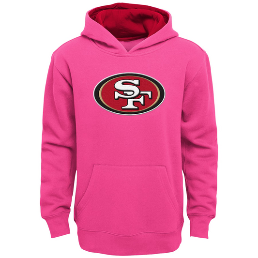 SAN FRANCISCO 49ERS GIRLS YOUTH PINK PRIME PULLOVER HOODED SWEATSHIRT