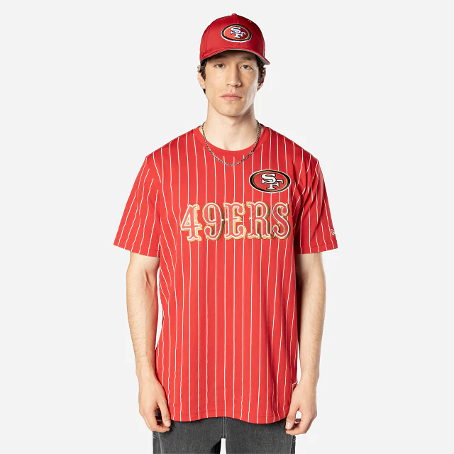 SAN FRANCISCO 49ERS MEN'S PINSTRIPE T-SHIRT - RED