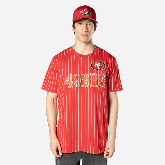 SAN FRANCISCO 49ERS MEN'S PINSTRIPE T-SHIRT - RED
