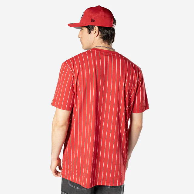 SAN FRANCISCO 49ERS MEN'S PINSTRIPE T-SHIRT - RED