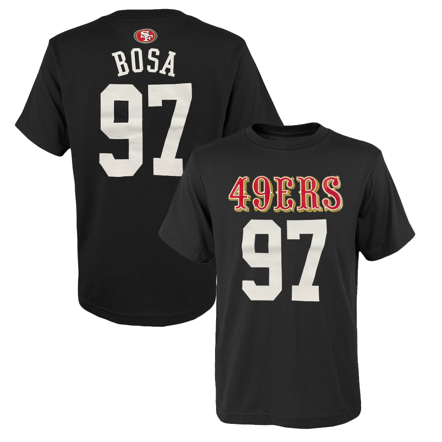 San Francisco 49ers Nick Bosa Toddler Mainliner Player Name & Number T-Shirt - Black 23 Blk / 4T