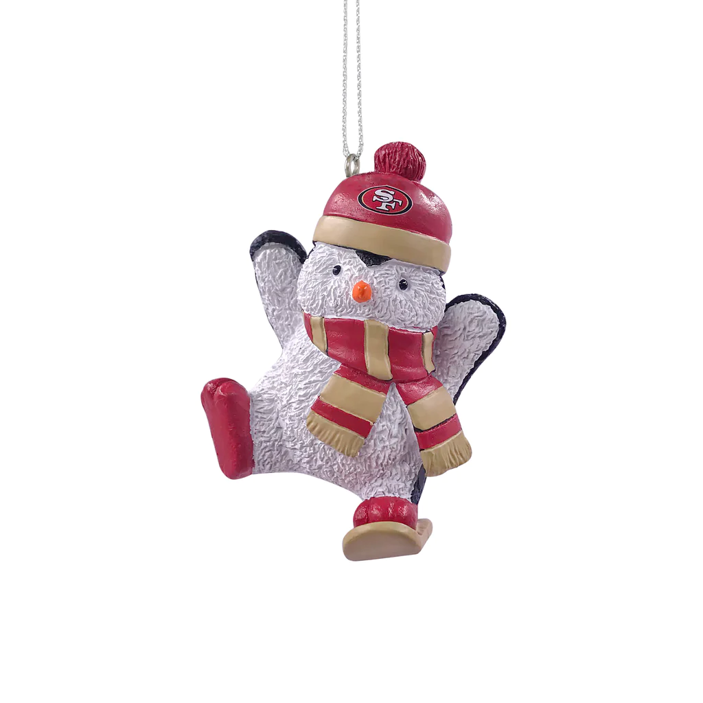 SAN FRANCISCO 49ERS SNOWBOARDING PENGUIN ORNAMENT