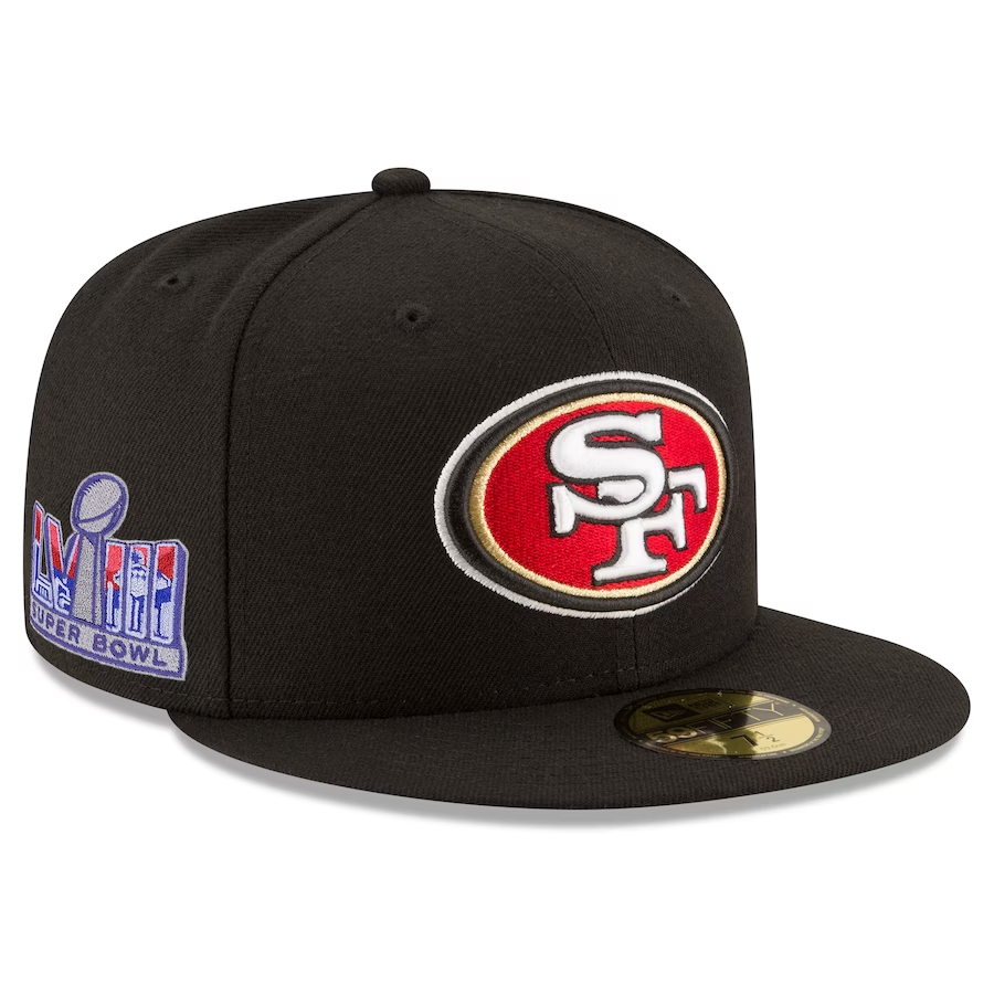 SAN FRANCISCO 49ERS SUPER BOWL LVIII SIDE PATCH 59FIFTY FITTED HAT BLACK