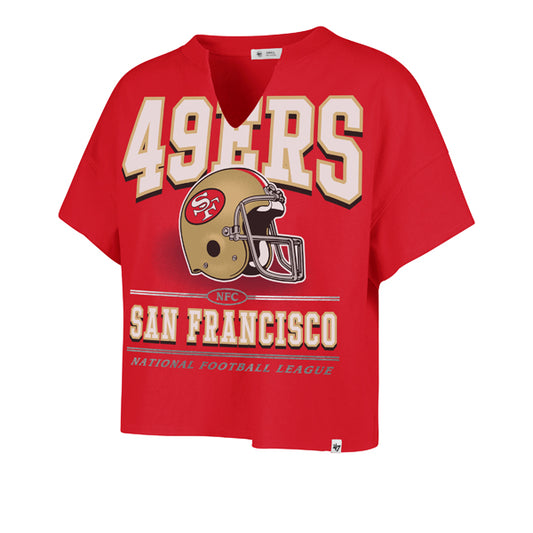 SAN FRANCISCO 49ERS WOMEN'S '47 BRAND ELATION OVERSIZED NOTCH T-SHIRT - RED