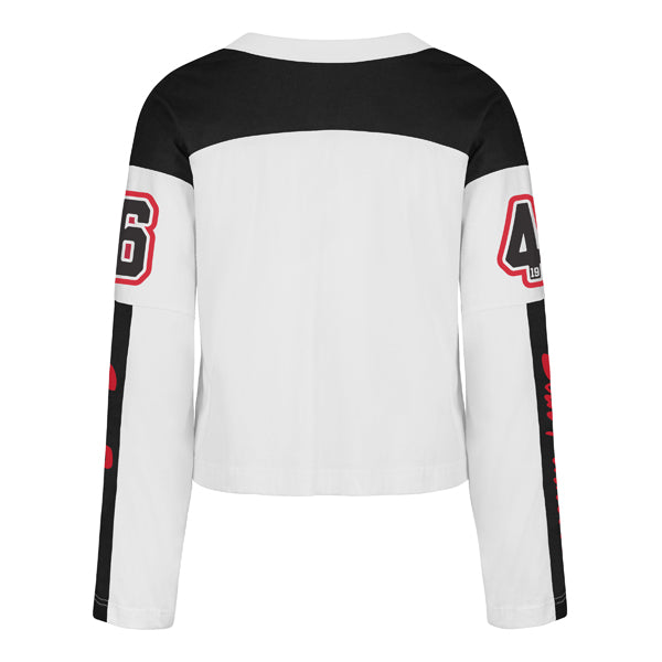 SAN FRANCISCO 49ERS WOMEN'S '47 BRAND EXCLAMATION METRO LONG SLEEVE JERSEY - WHITE/BLACK
