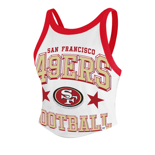 SAN FRANCISCO 49ERS WOMEN'S '47 BRAND ENERGIZE SPORTY CROPPED RACERBACK TANK TOP